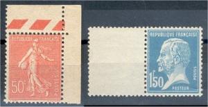 FRANCE - 2 POSTAL FORGERIES: 50 C SOWER 1.50 F PASTEUR NH