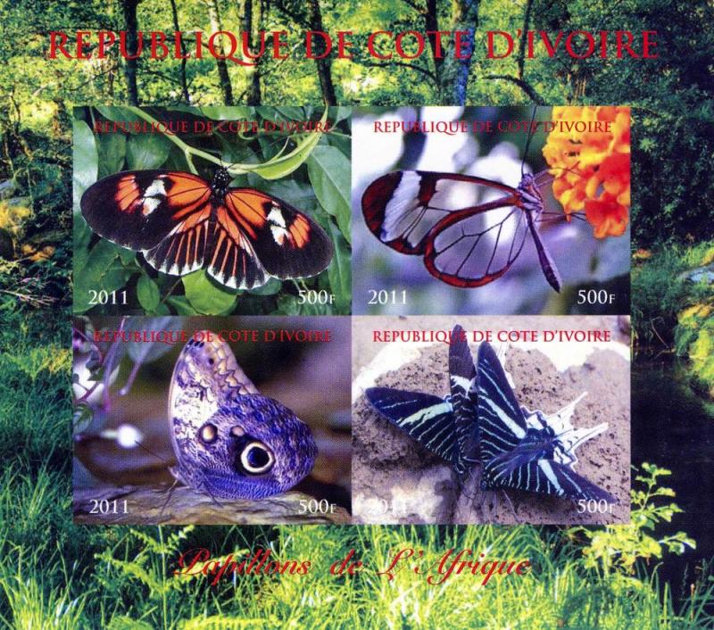 Butterflies of AFRICA Sheet Imperforated Mint (NH)