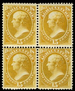 USA O7 VF/XF to F/VF OG NH/LH, Block, top stamps are super well centered, bot...