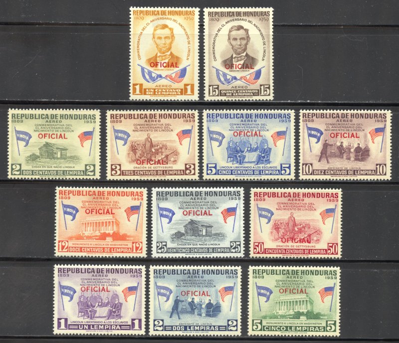 Honduras Scott CO98-CO109 Unused LHOG - 1959 Air Post Overprints - SCV $8.95
