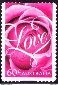 AUSTRALIA 2014 60c Multicoloured, Romance - Love - Roses Die-Cut Self Adhesiv...