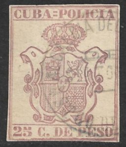 CUBA 1882 25c POLICE Revenue BP311 VFU