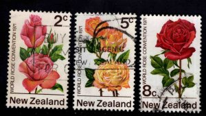 New Zealand Scott 484-486 Used Rose flower convention stamp set