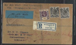 MALAYA STRAITS SETTLEMENTS (PP2610B) 1931 KGV 30C+1CX2 REG A/M TO MEDAN , RETURN 