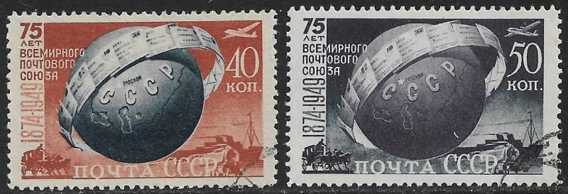 RUSSIA USSR 1949 UPU Set Sc 1392-1393 CTO Used