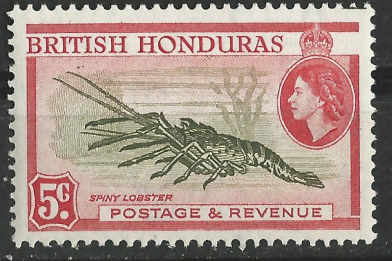 British Honduras # 148a QE II Definitives:  5c Lobster (1)  VF Unused  VLH
