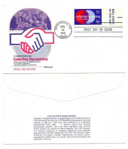 1558 Collective Bargaining, Fleetwood mail early tab single FDC