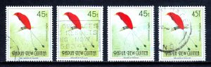 PAPUA NEW GUINEA — SCOTT 762, 762v, 770B — 1992-93 45t BIRD OF PARADISE, 4 TYPES