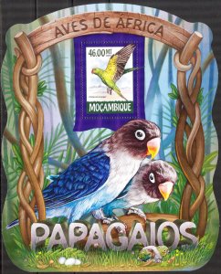 Mozambique 2015 Birds Parrots (3) S/S MNH