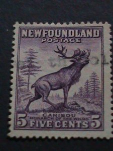 ​NEWFOUNDLAND 1932-SC#190 90 YEARS OLD-CALIBOU USED STAMP WE SHIP TO WORLD WIDE