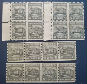 US 809, 1938 White House, MNH blocks and strips