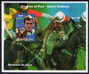 Chad 2002  POLO Champion Adolfo Cambiaso (Argentina) Horses S/S Perforated MNH