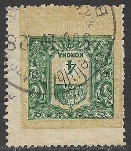 HUNGARY 1904 4k Crown General Duty Revenue INVERTED Wmk Crowns BFT.280 Used