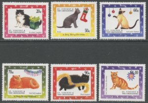 ST. VINCENT Sc#2647-2654 1998 Christmas Cats Set & 2 S/S Complete OG Mint NH