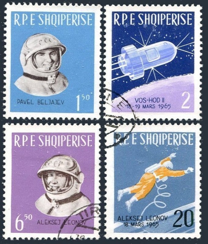 Albania 816-819,CTO.Mi 941-944. P.Belyayev,Alexei Leonov floating in space.1965.