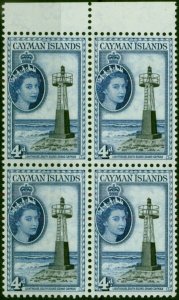 Cayman Islands 1953 4d Black & Deep Blue SG155 V.F MNH Block of 4