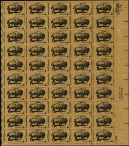 American Buffalo Sheet of Fifty 6 Cent Postage Stamps Scott 1392