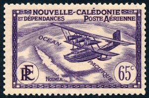 New Caledonia 1938 Airmail 65c Breguet Br 530 Flying Boat over Nouméa SG217 MH