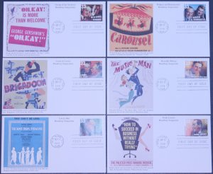 #3345-50 Broadway Songwriters Mystic FDC Set