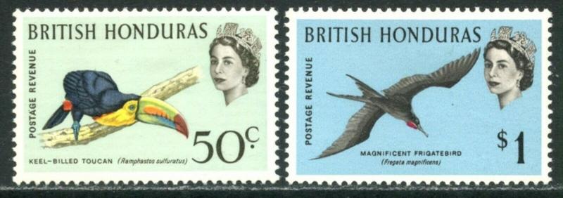 BRITISH HONDURAS Sc#175-176 1962 50c & $1 Birds Defins OG Mint Hinged