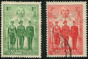 Australia SC# 184-5 Nurse, Soldier & Sailor MNG & Used SCV $3.00