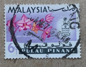 Penang 1965 6c Orchid, used. Scott 70, CV $1.10. SG 69