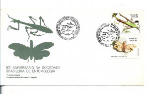 BRAZIL 1987 INSECTS BRAZILIAN SOCIETY OF ENTOMOLOGY 50TH ANNIV. FIRST DAY CANCEL