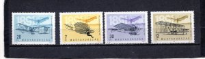 HUNGARY 1991 HISTORY OF AVIATION SET OF 4 STAMPS MNH