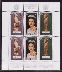 Aitutaki-Sc#166- id7-unusd NH sheet -QEII-25th Coronation-1978-