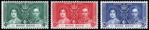 Hong Kong  Scott 151-153 (1937) Mint VLH VF Complete Set, CV $27.00