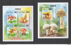 2013 Guinea-Bissau Nature Flora Mushrooms Kb+Bl ** Stamps St1270