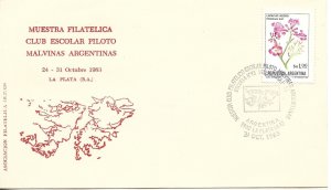 ARGENTINA 1983 COVER SCHOOL PHILATELIC EXPO MALVINA ISLANDS MAP ON CANCEL