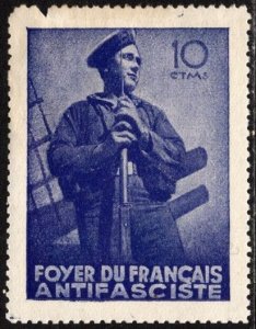 1937 Spain Civil War 10 Centimos Foyer du Francais Anti Fascist Militiaman