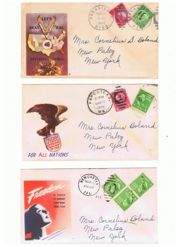 6 Postally used Minkus WWII Patriotic covers