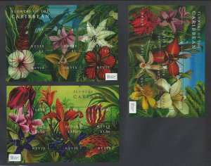 Nevis flowers souvenir sheet mnh sc 1243-1245