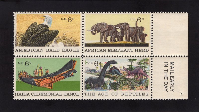 1387-1390 Natural History, MNH RT Side Mail Early blk/4