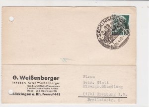 Baden 1949 Metal Materials Order for Freiburg Ironworks Stamps Card ref R 19135