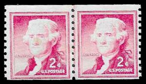 PCBstamps  US #1055a Line Pair 4c(2x2)Jefferson, MNH, (5)