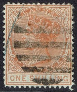 LAGOS 1876 QV 1/- WMK CROWN CC PERF 14 USED