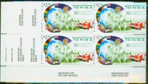 Tonga 2000 30th Anniv SG1483 -1486 set of 4 in V.F MNH Corner Imprint Blocks ...