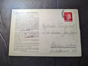 1943 Germany Auschwitz Concentration Camp Folded Letter Cover and Translation