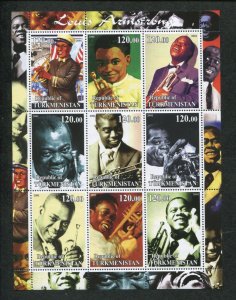 Turkmenistan Commemorative Souvenir Stamp Sheet - Jazz Legend Louis Armstrong