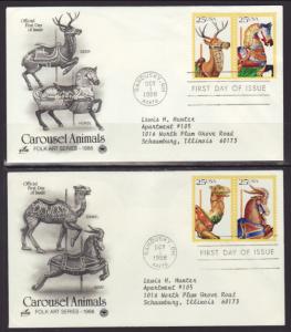 US 2390-2393 Carousel Animals S/2 PCS Typed FDC