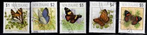 New Zealand Scott 1075-1079 Used Butterfly stamp set.