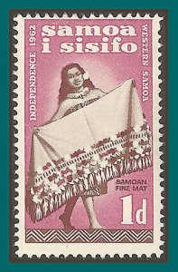 Samoa 1962 Independence, 1d MLH  #223,SG239
