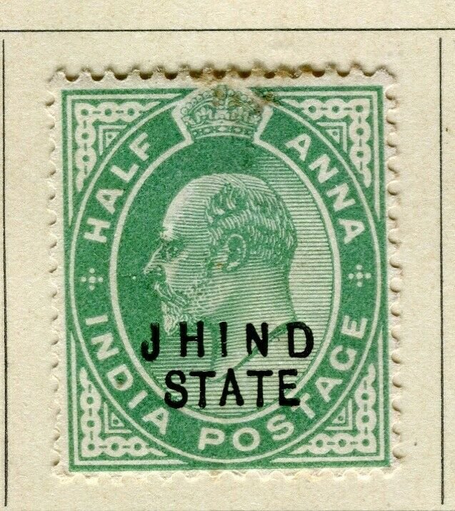 INDIA; JHIND 1903-05 early Ed VII Optd. issue Mint hinged 1/2a. value