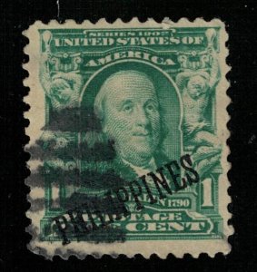 1903-1904, 1 cent, Franklin, Overprinted PHILIPPINES, USA, SC #226 (Т-9529)