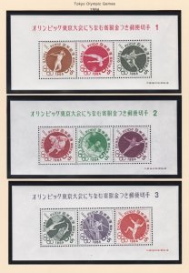 Japan # B14a-31a, Tokyo Summer Olympics Souvenir Sheets Mint LH, 1/3 Cat.