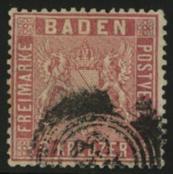 German States, Baden #14 (Mi. 12) Cat€220, 1861 9kr rose, used, with 1987 P...