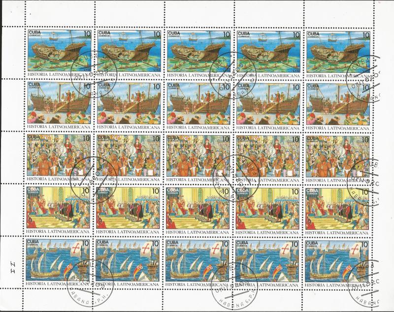 baja.J) 1992 CUBA-CARIBE, BOATS AND PEOPLE, DISCOVERY OF AMERICA, FULL SHEET